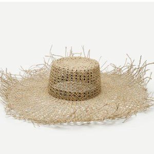 Maxine Frayed Edge Straw Hat - Natural